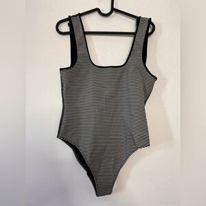 Marysia swimsuit black and white stripes one piece Large